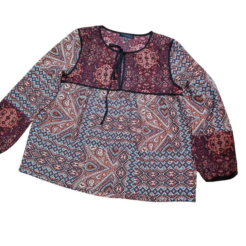 Sanctuary Women's Multicolor Pullover Round V-neck Long Raglan Sleeves Size S